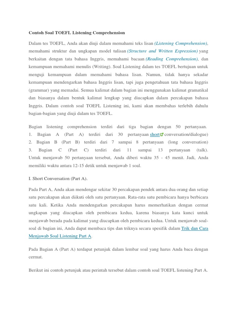 Download Contoh Soal Toefl Listening Images