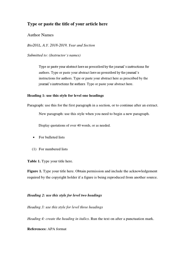 Author Names Type or Paste The Title of Your Article Here PDF