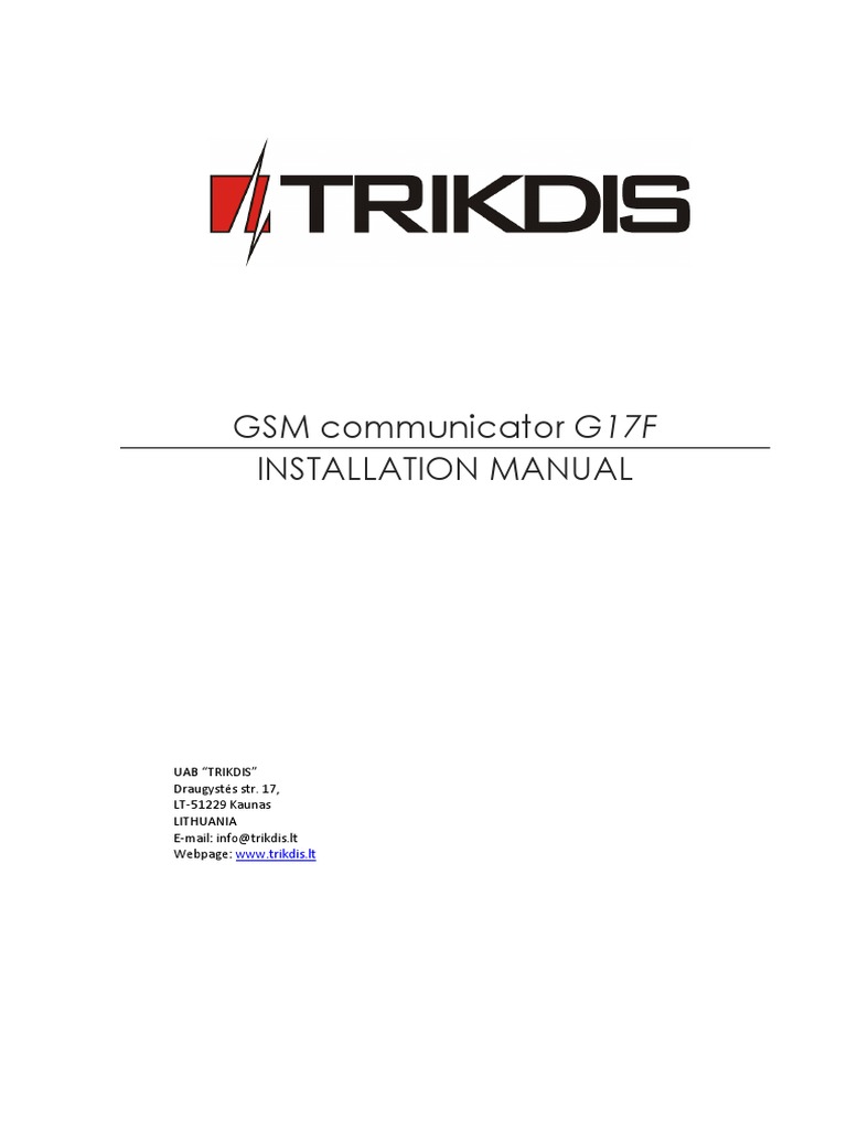 GSM Communicator G17F Installation Manual | PDF | Subscriber Identity ...