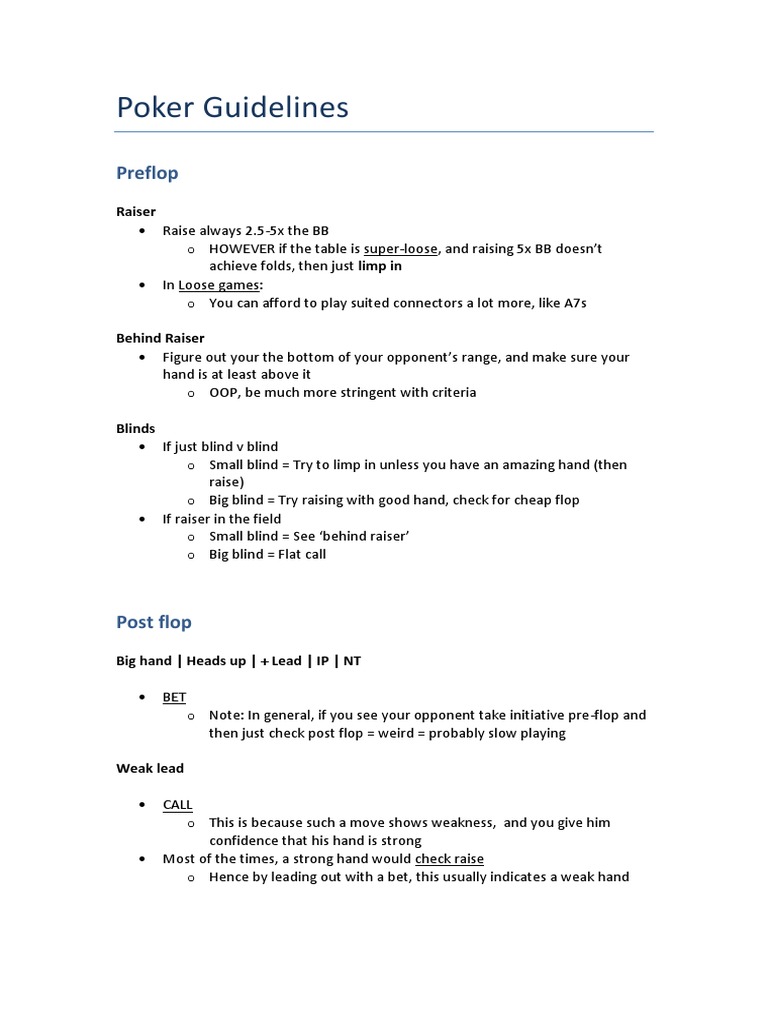 Poker Guidelines | PDF