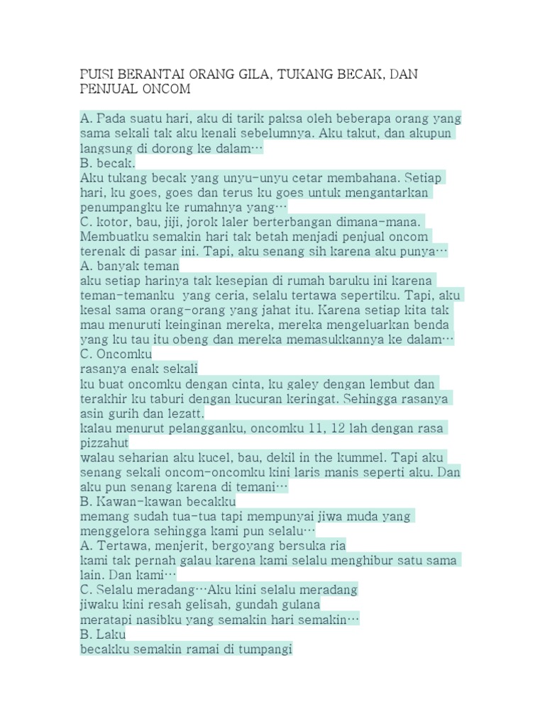 Puisi Berantai Lucu 5 Orang Nasi