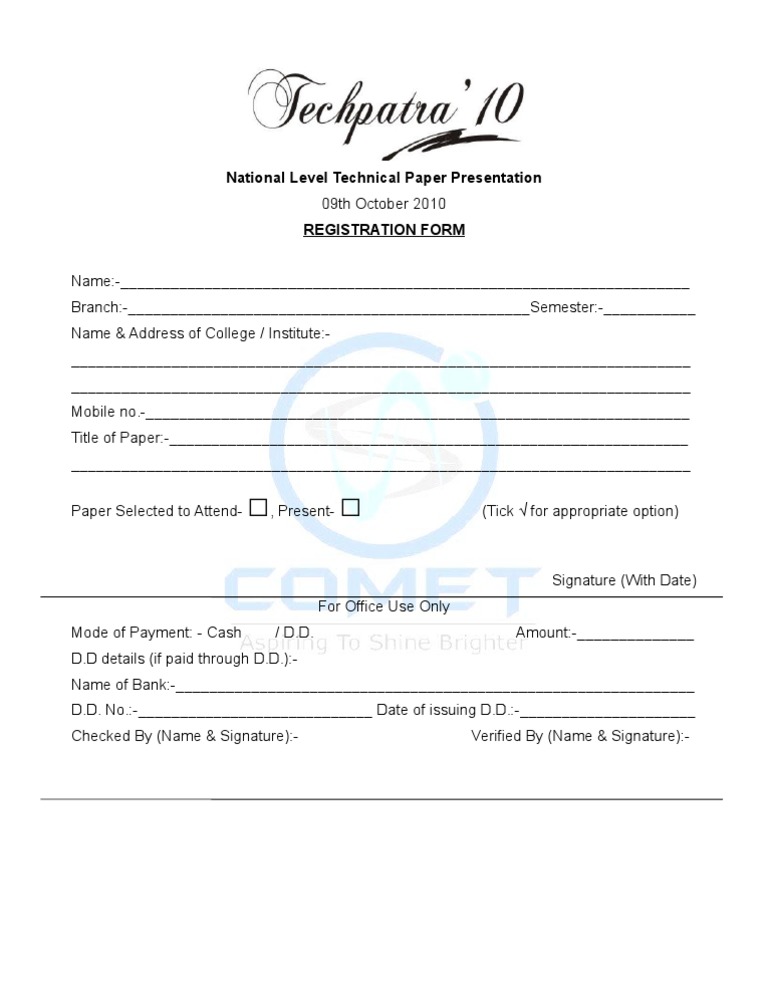 Registration Form | PDF | Career & Growth | Business