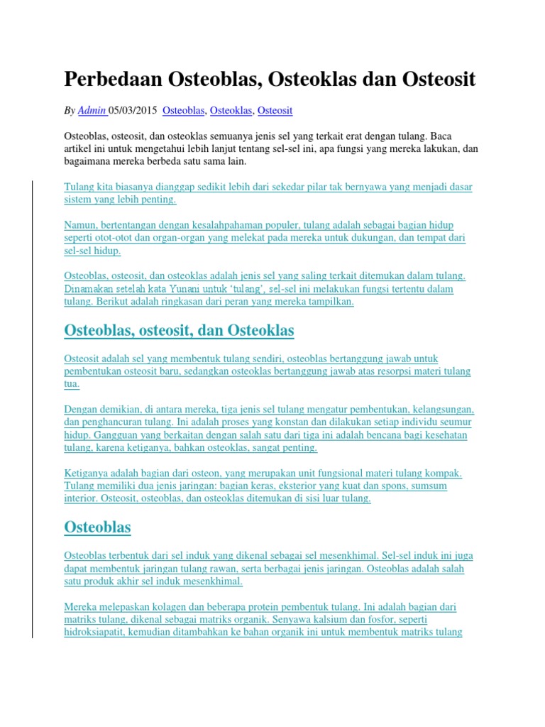 Perbedaan Osteoblas Pdf