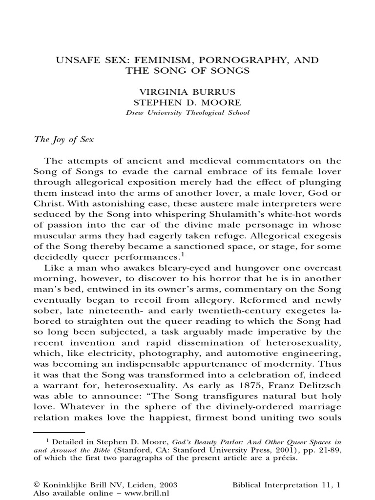 Unsafe Sex: Feminism, Pornography and The Song of Songs | PDF | Queer  Theory | LGBTQIA+ Studies