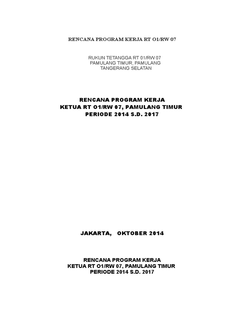 Rencana Program Kerja Rt O1