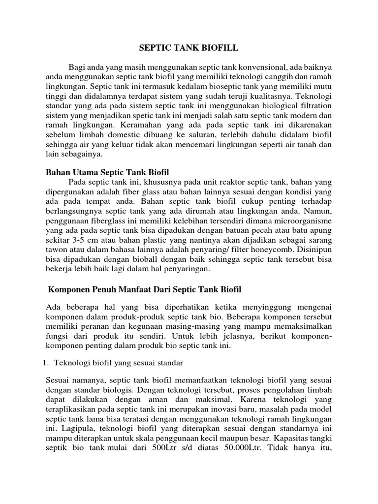 Septic Tank Biofill | PDF | Home & Garden
