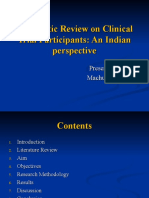 Systematic Review On Clinical Trial Participants: An Indian Perspective