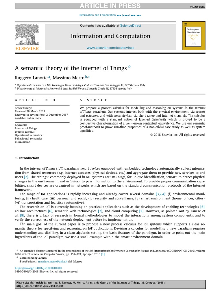 A Semantic Theory of The Internet of Things | PDF | Internet Of Things ...