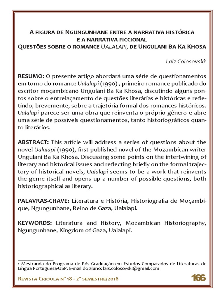 Ngungunhane: História e Ficção em Ualalapi | PDF | Moçambique | Tempo