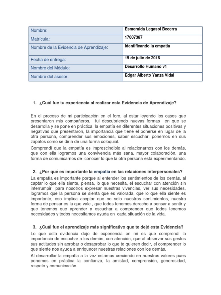 Importancia de la Empatía en Relaciones | PDF | Empatía | Aprendizaje