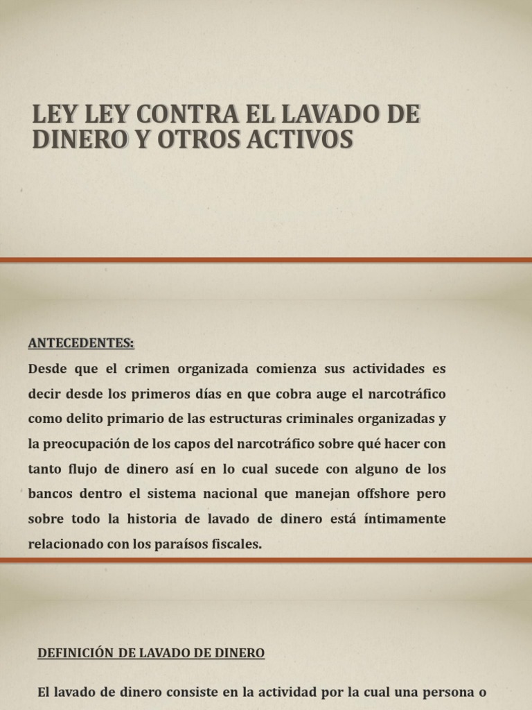 Reglamento De La Ley Contra El Lavado De Dinero Y De Activos – PFIC