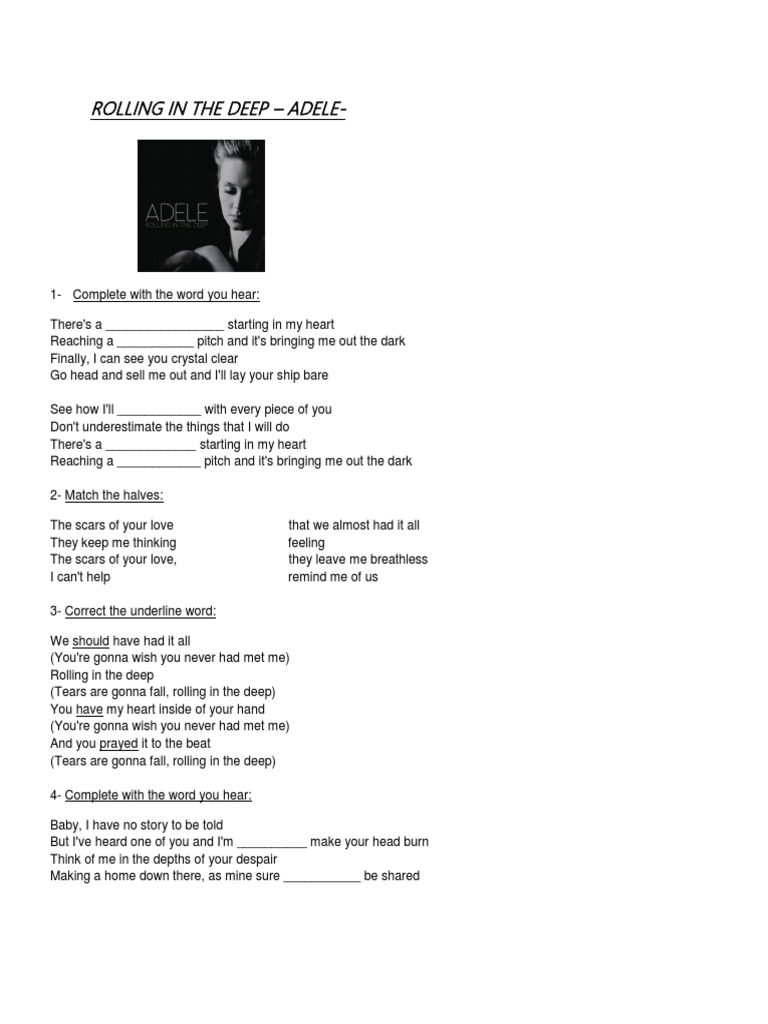 Rolling in The Deep - Adele | PDF | Poetry