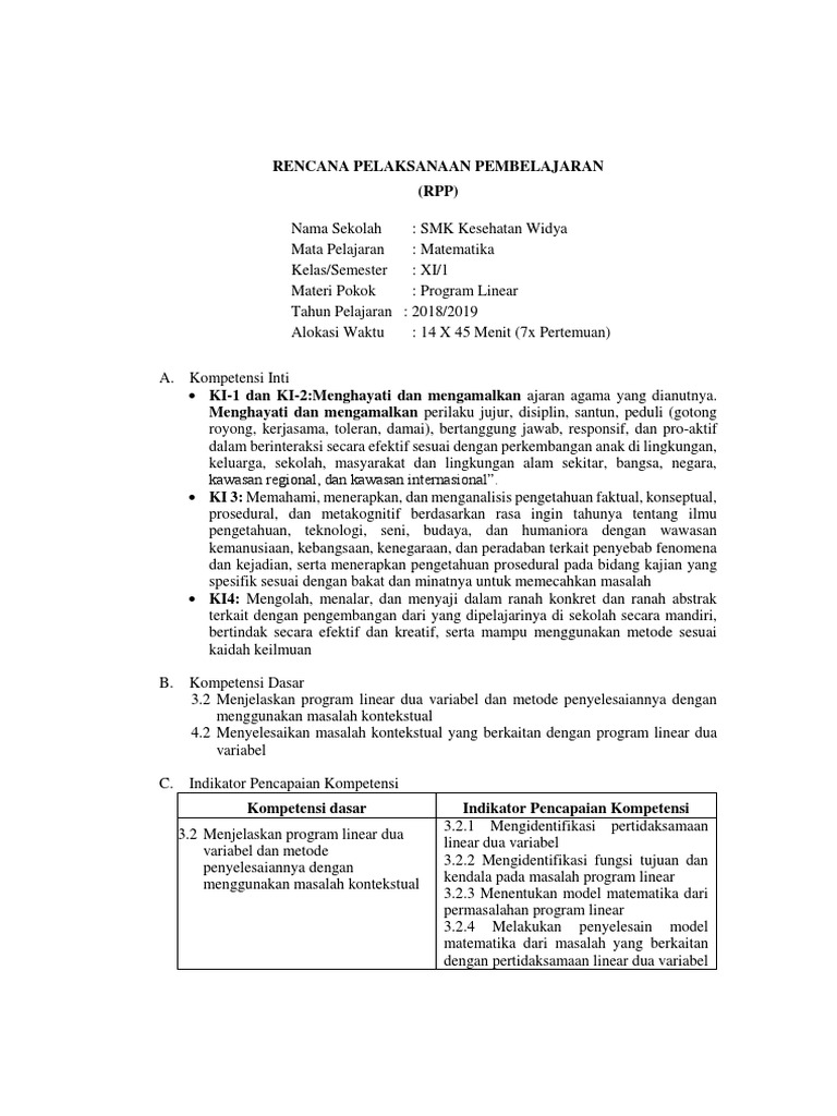Rpp Program Linear Pdf