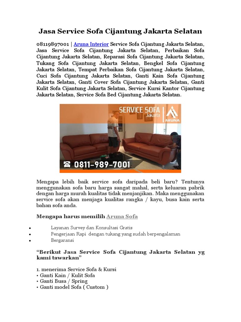 Jasa Service  Sofa Cijantung Jakarta  Selatan 
