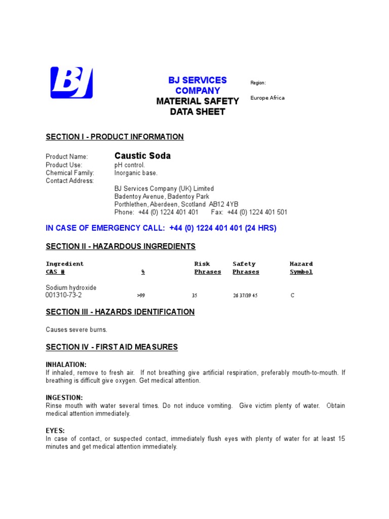 Caustic Soda PDF Dangerous Goods Sodium Hydroxide