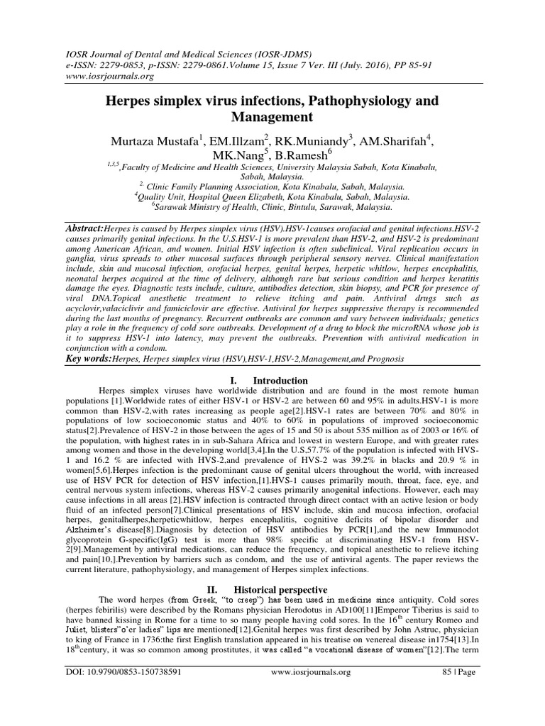 Herpes Simplex Virus: Pathophysiology & Management | PDF | Herpes ...
