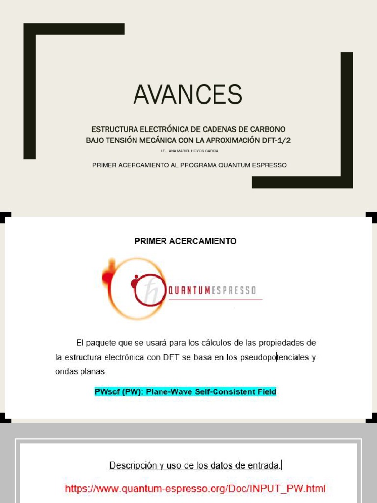 Primeros pasos en Quantum Espresso First steps for dummies in Quantum