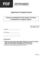 CS MSC Entrance Exam 2003