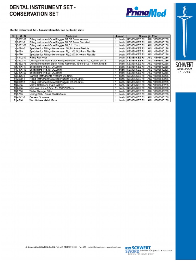 Dental Conservation Instrument Set | PDF | Dentistry | Materials