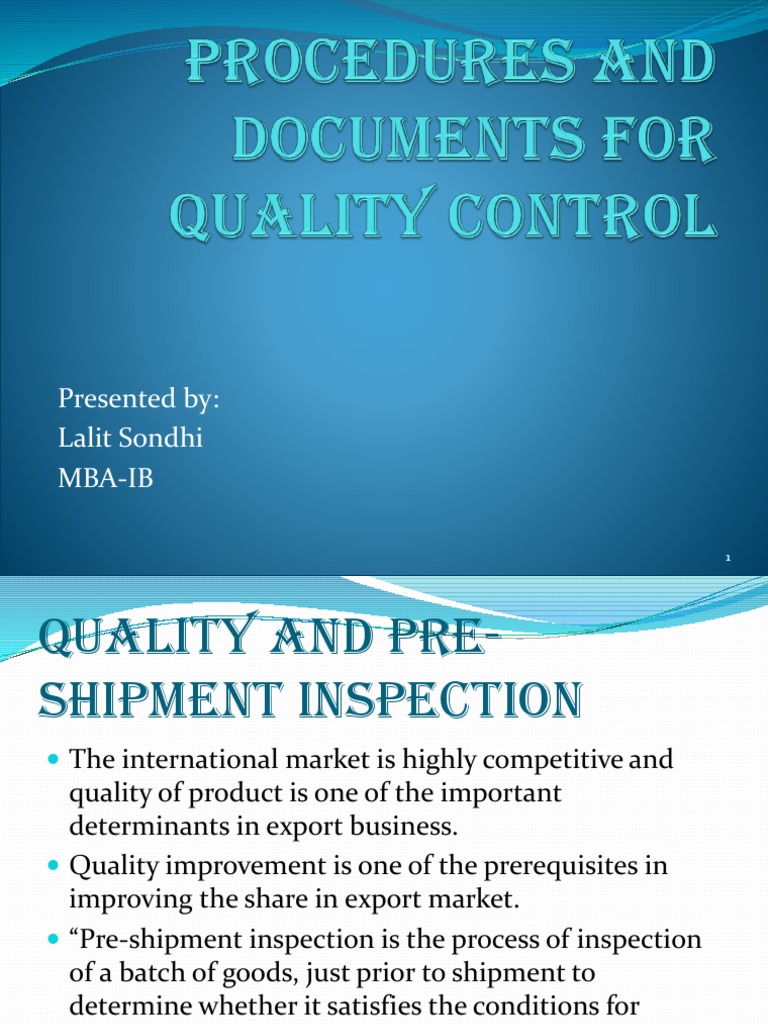 Procedures and Documents For Quality Control | PDF | Specification ...