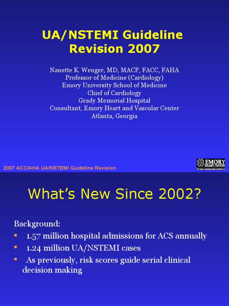 Ua-Nstemi 07 Slide Set | PDF | Myocardial Infarction | Nonsteroidal ...