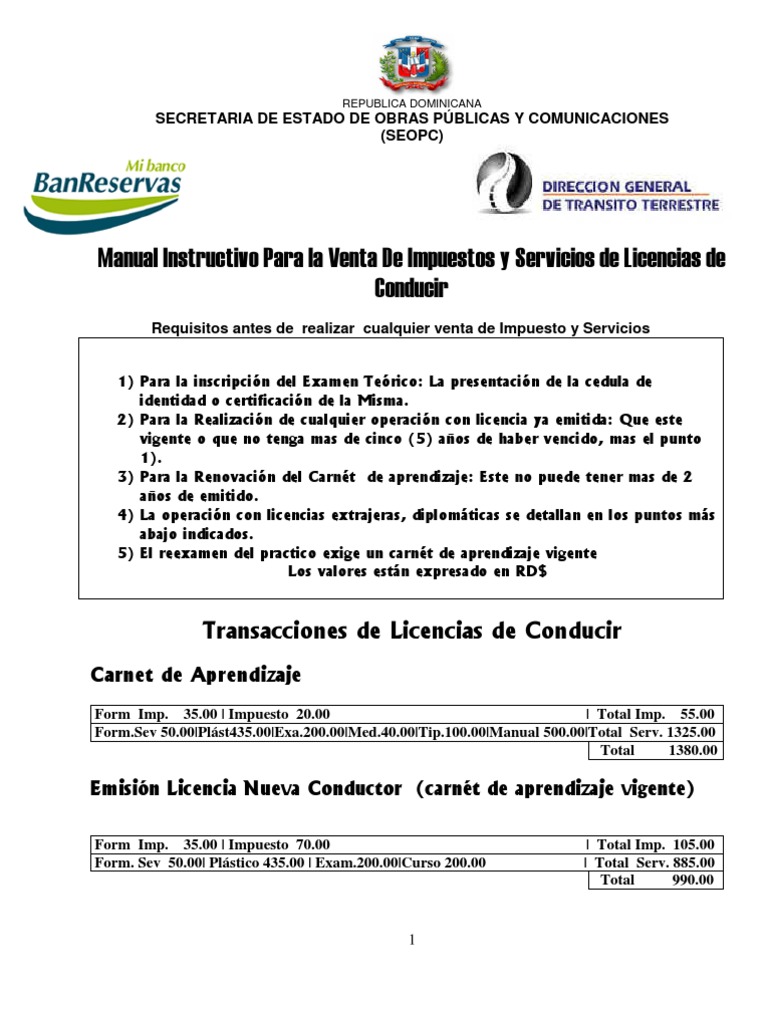 Manual Instructivo Para La Venta De Impuestos Y Servicios Pdf Licencia De Conducir Gobierno