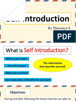 Self Introduction: by Thawanya S