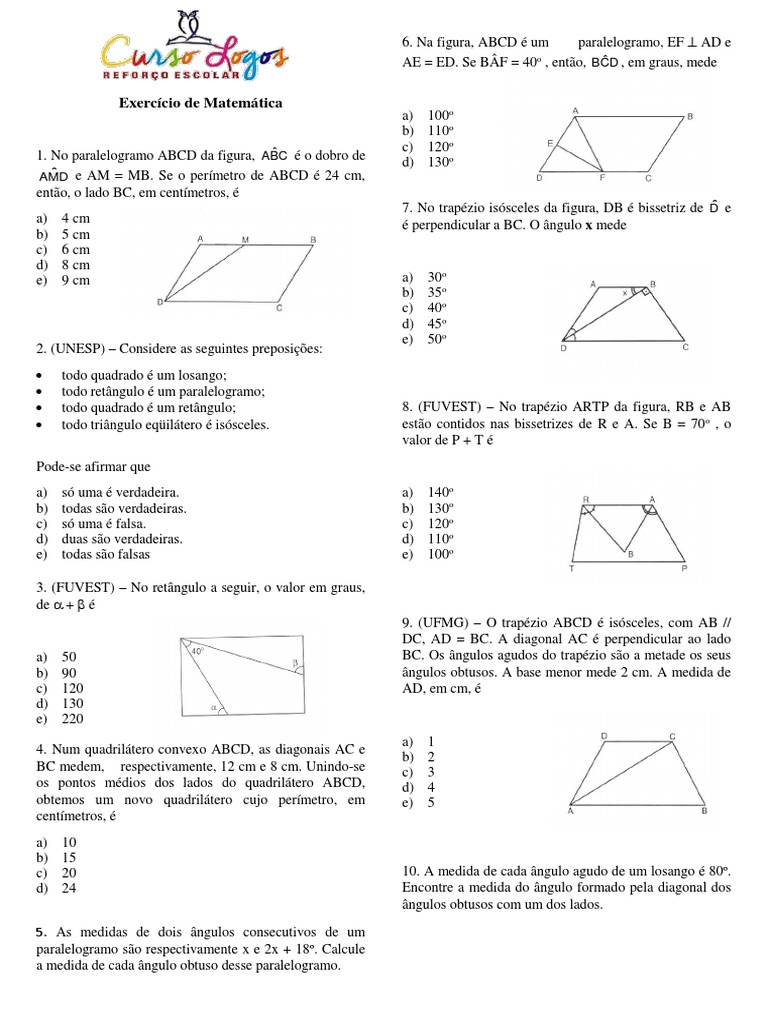 Revisão 8 Ano - Quadrilateros (JARDINS) | Geometria Convexa ...