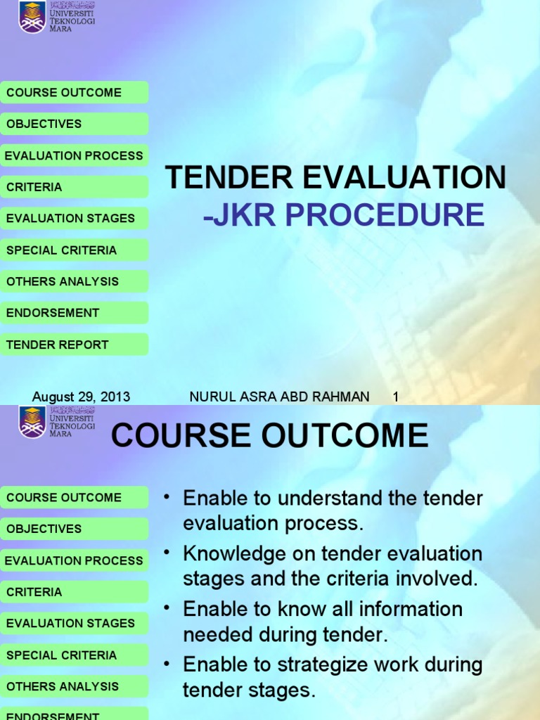 Tender Evaluation Process Overview | PDF | Credit | Finance & Money ...