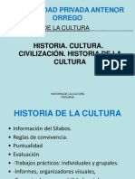 Universidad Privada Antenor Orrego: Historia. Cultura. Civilización. Historia de La Cultura