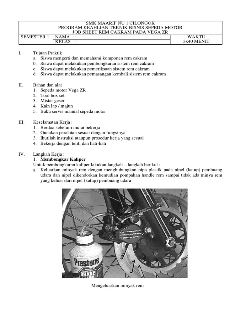 Job Sheet Rem Cakram PDF