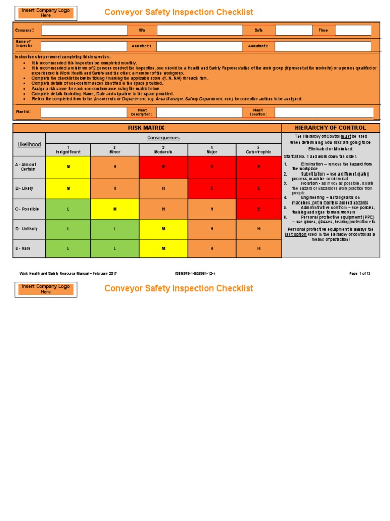 MAQCHK 004 Conveyor Inspection Checklist V2.1 PDF Stairs