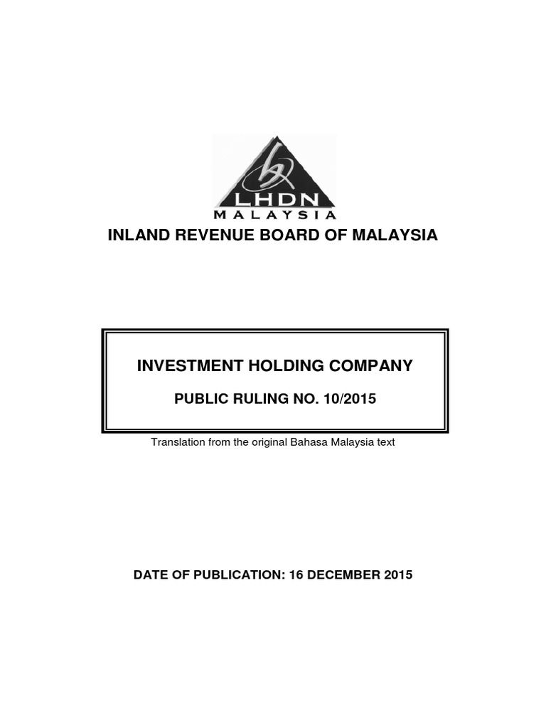 Inland Revenue Board of Malaysia Public Ruling No. 10/2015 PDF Leasehold Estate Expense
