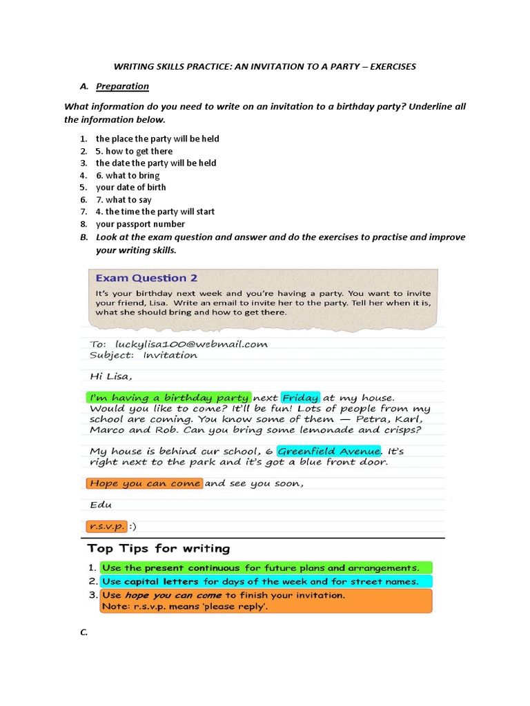 Invitation Writing Skills Practice | PDF | Language Arts & Discipline