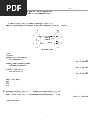 Ujian Mac Matematik Tambahan Tingkatan 4 Pdf Persamaan Kuadrat Objek Matematika