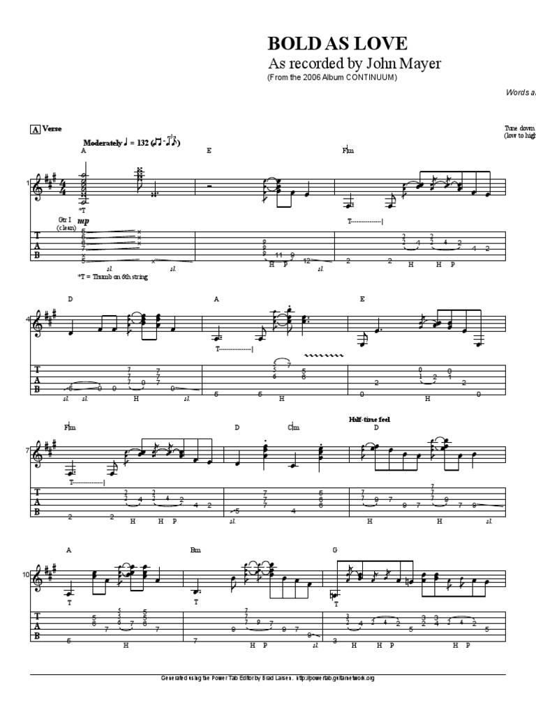 John Mayer Bold As Love PDF Music Award Winners Grammy Awards