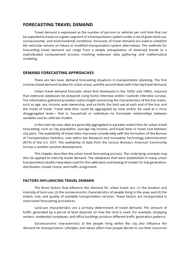 Urban Travel Demand Forecasting Methods | PDF | Forecasting ...