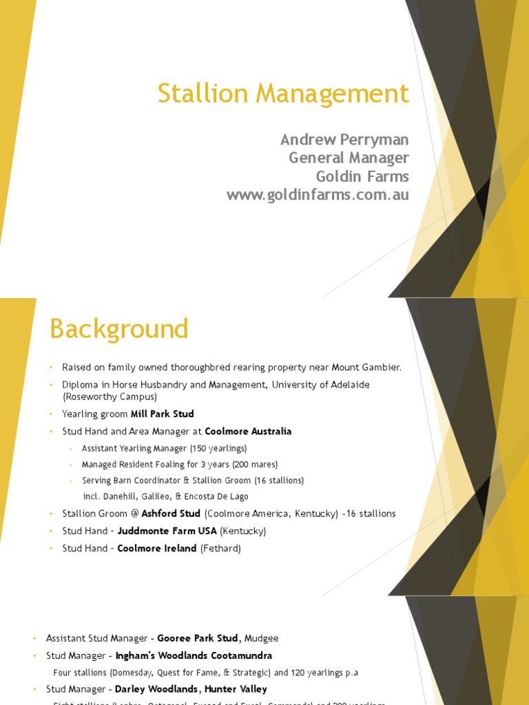 Stallion Management Best Practices | PDF | Horse Breeding | Thoroughbred