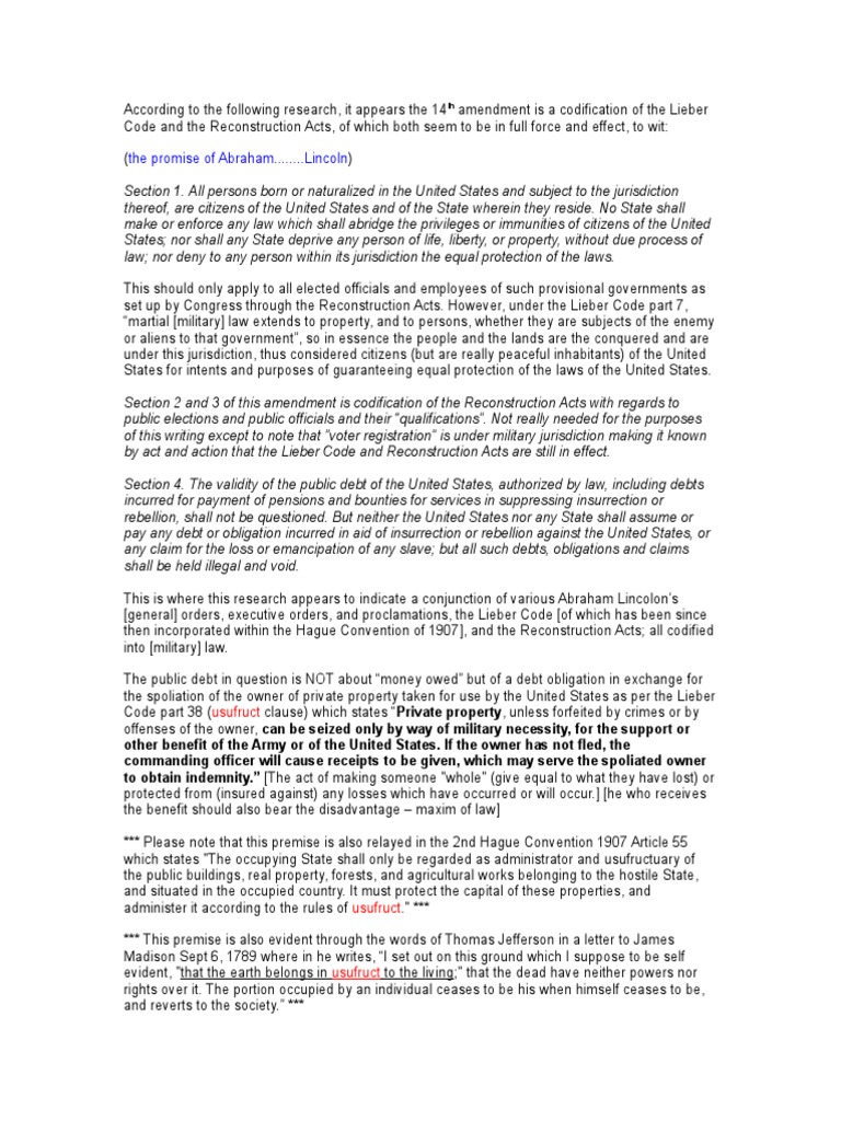14th Amendment and Military Jurisdiction | PDF | Fourteenth Amendment ...
