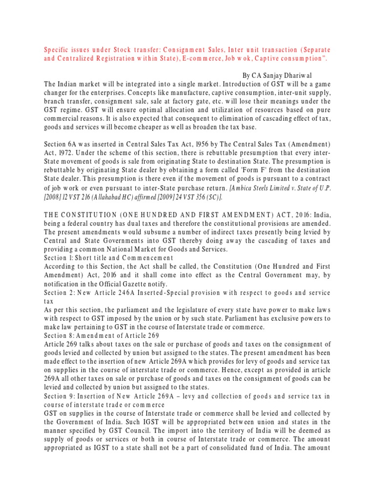 GST Material Scenarios | PDF | Value Added Tax | E Commerce