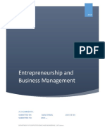 Entrepreneurship and Business Management: Assignment 1