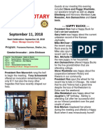 Rotary Newsletter For Sept 11 2018