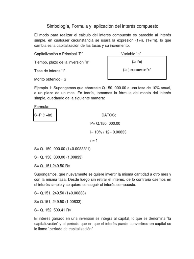 Fórmulas y Ejemplos de Interés Compuesto | PDF | Finanzas y dinero