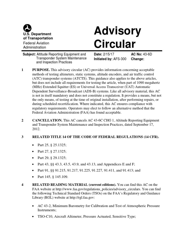 Altitude Reporting Equipment Guidelines | PDF | Transponder ...