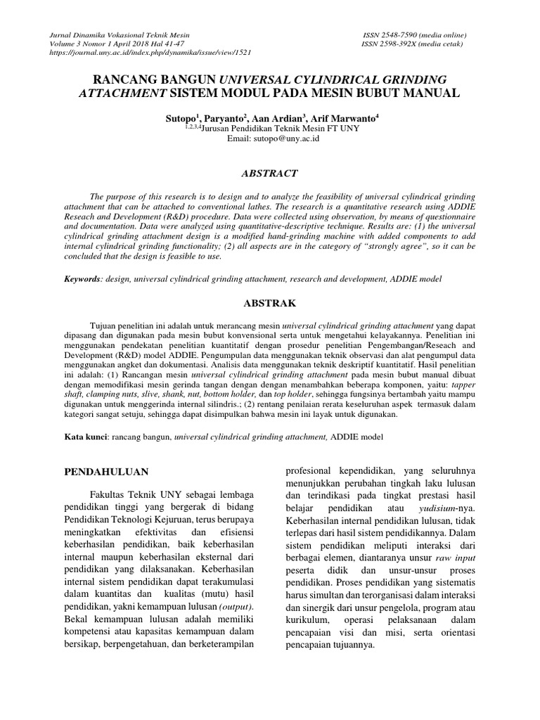 Universal Cylindrical Grinding Attachment Design | PDF