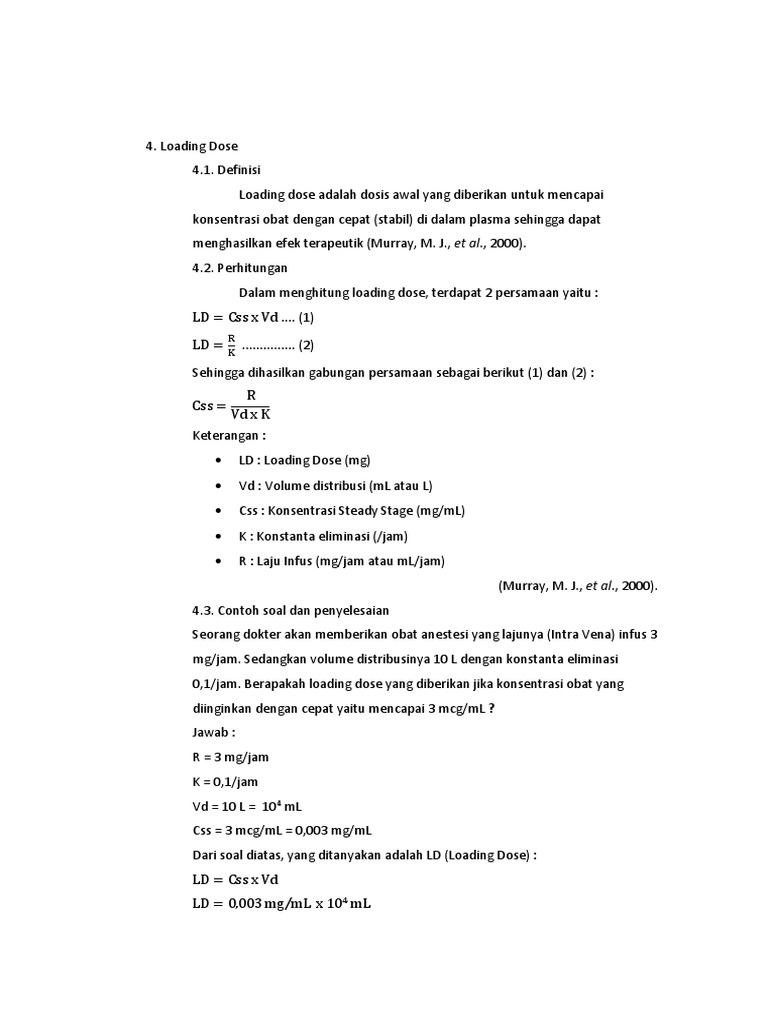 Definisi dan Perhitungan Loading Dose | PDF