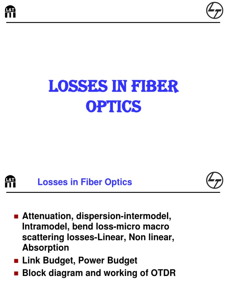 Losses in Optical Fiber PDF Dispersion (Optics) Scattering