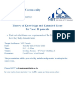 NIST Learning Community Seminar: Theory of Knowledge and Extended Essay For Year 12 Parents