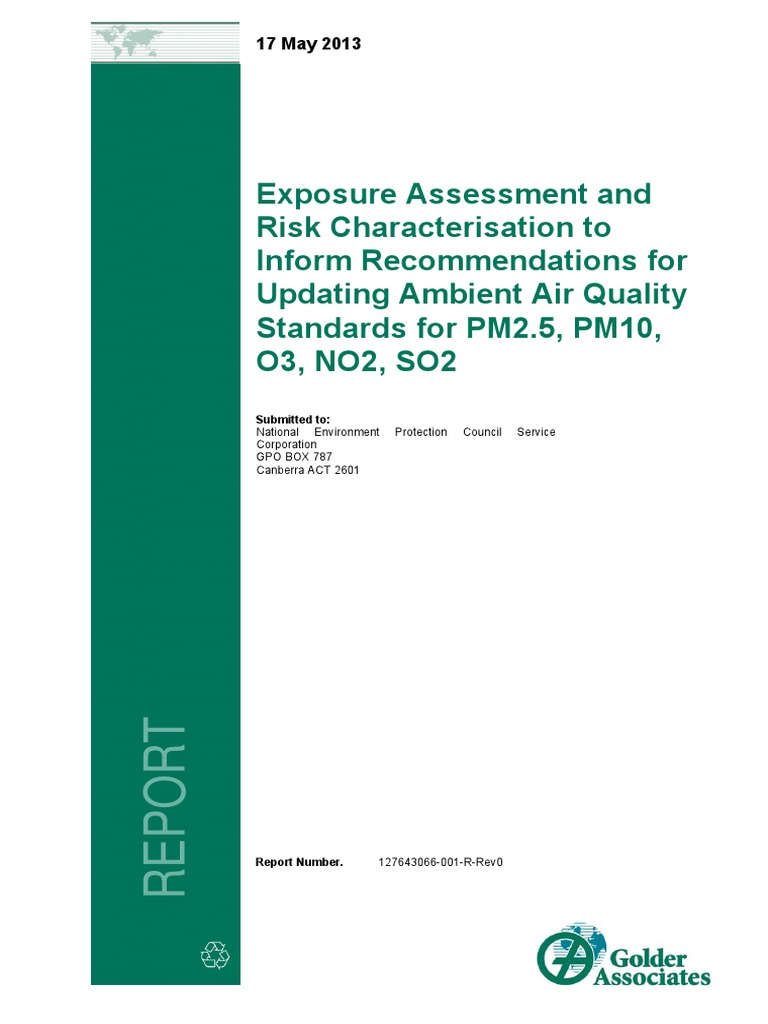 Health Risk Assessment for Air Pollutants | PDF | Air Pollution ...
