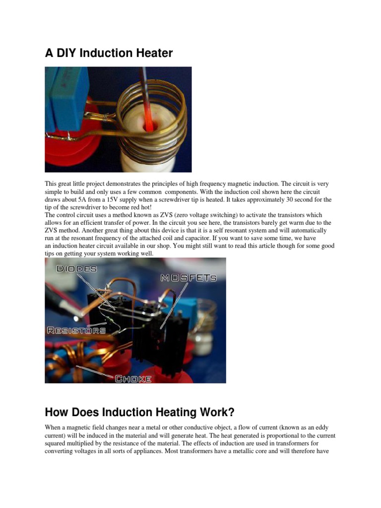 DIY Induction Heater Circuit Guide | PDF | Inductor | Transformer